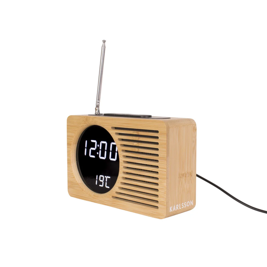 Retro Digital Bamboo Solid Wood Mechanical Alarm Tabletop Clock in Brown