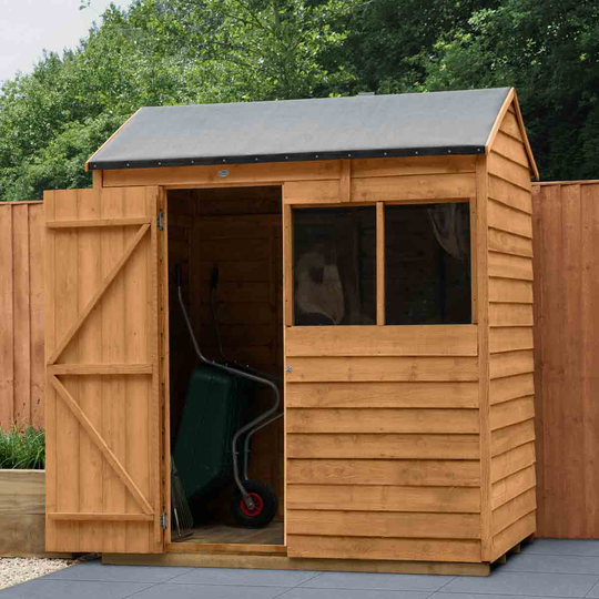 Forest Garden Overlap Dip Treated 6x4 Reverse Apex Shed with Installation