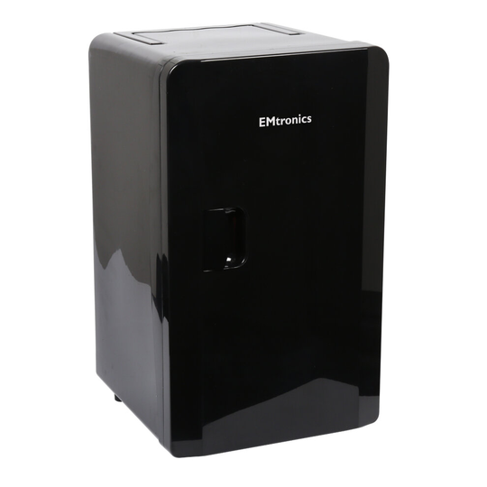 EMtronics 16L Mini Fridge, Compact Refrigerator with Built-in 12V Adapter - Black