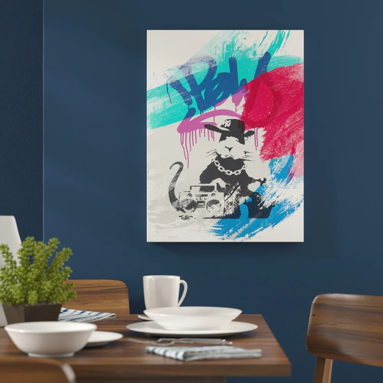 'Banksy Gangsta Rat Wall Graffiti Art' Graphic Art Print Poster