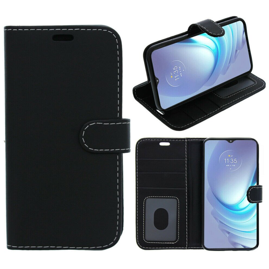 (BLACK) Fonejacket For Motorola Moto G22 Phone Case, Cover, Flip Wallet, Folio, Leather /Gel