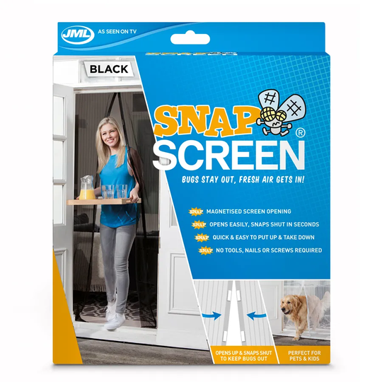 JML Snap Screen Black: Magnetised Mesh Bug-Free Door Curtain