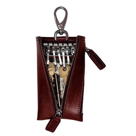 (Burgundy) Genuine Leather Key Holder Case Wallet Organiser 8 Colors