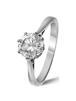 Love DIAMOND 18 Carat White Gold 1 Carat Brilliant Cut Diamond Solitaire Ring, Size K, Women