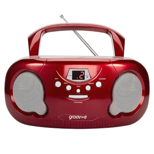 Groov-e Original Boombox Portable CD Player with Radio - Red