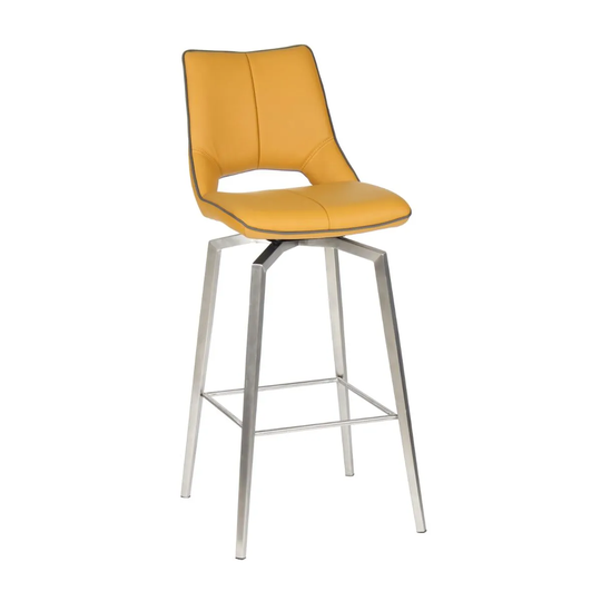 Shankar Mako Swivel Leather Effect Yellow Bar Chair