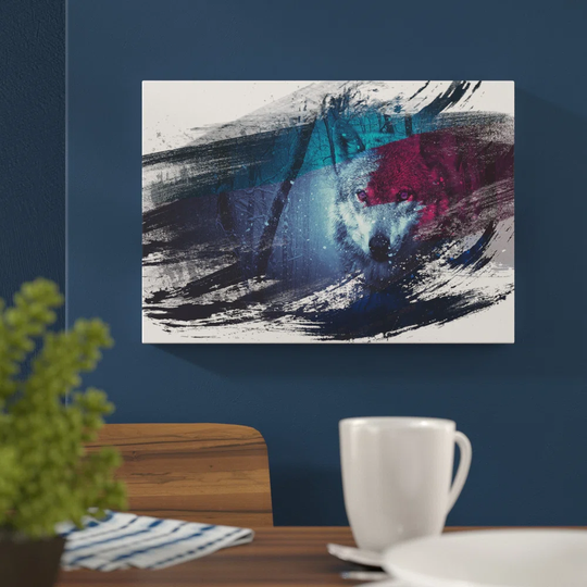 'Blue-Eyed Wolf in the Forest' Graphic Art Print Poster