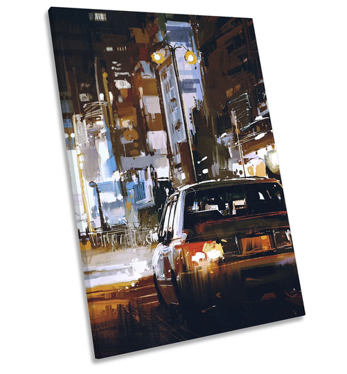 Traffic Headlights City Urban Picture CANVAS WALL ART Portrait Print