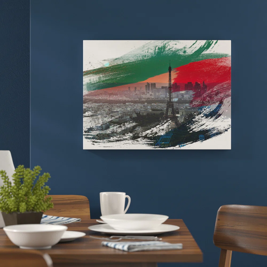 'Paris Eiffel Tower Sunset' Graphic Art Print Poster