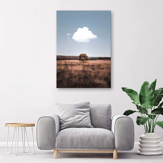 Canvas Print Field With Tree Landscape