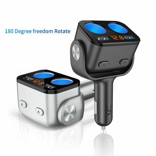 Dual USB Port Car Charger Adapter Quick Charge LCD Cigarette Socket