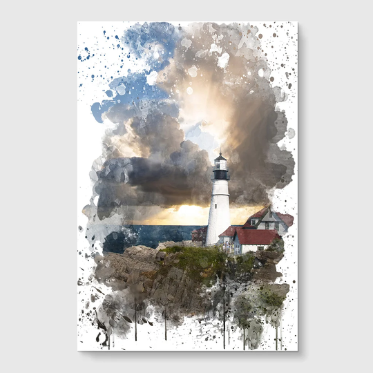 'Lighthouse Landscape' Graphic Art Print Poster