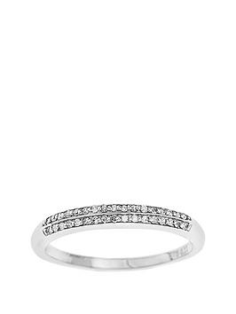 Love Diamond 9-Carat White Gold 10-Point Diamond Two Row Wedding Band