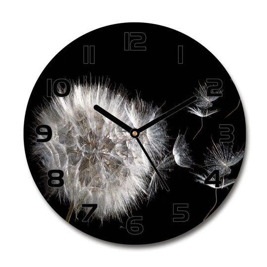 Glass Wall Clock 30Cm Round Decoration Picture Wall Art Modern Decoration Kitchen Living Room Silent - Dandelion,52170185