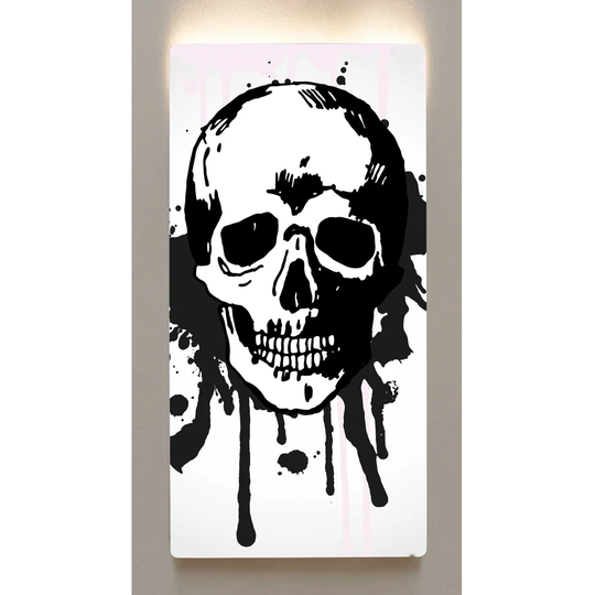 Backlight wall art M76 skull metal motif picture 60 x 120cm magnetic board