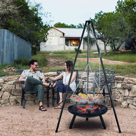 Groundlevel Firepit & BBQ Grill - Black