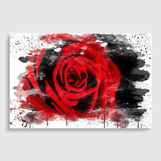 'Red Rose Flower' Graphic Art Print Poster