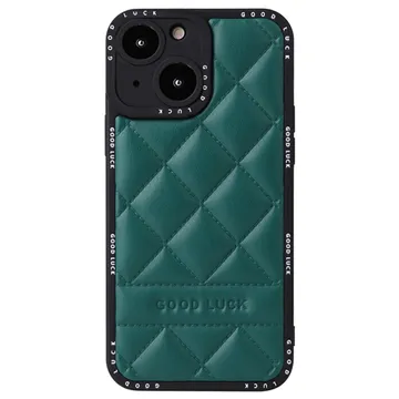 Good Luck Rhombic Grid iPhone 14 Hybrid Case - Green