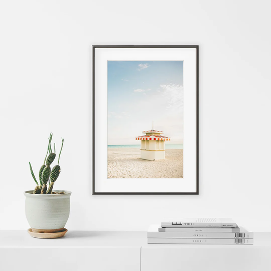 MIAMI BEACH, Framed Graphic Art Print.