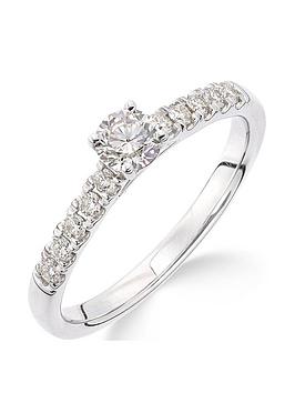 Love Diamond 9Ct White Gold 50 Point Total Diamond Solitaire Ring With Diamond Micro Set Shoulders