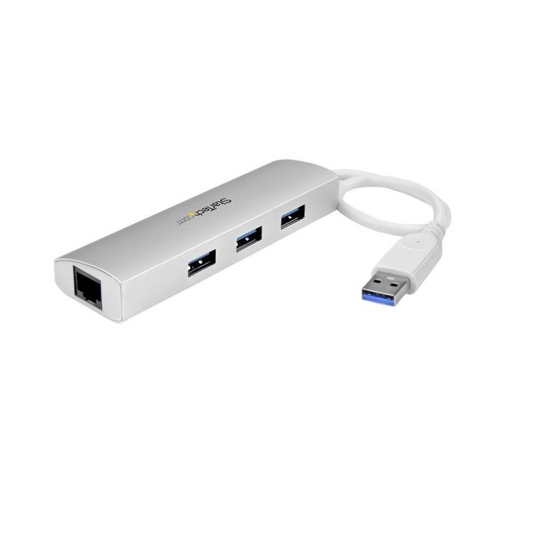Startech.com 3 Port USB 3.0 Hub with Ethernet - Aluminum - USB RJ45 Network Adapter