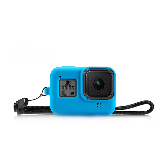 (Blue) For GoPro HERO 8 Silicon Soft Case Protective Dirtproof Skin Cover with Lanyard