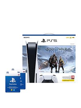 Playstation 5 Disc Console With God Of War Ragnarok &Amp; 2 X &Pound;25 Playstation Store Gift Card