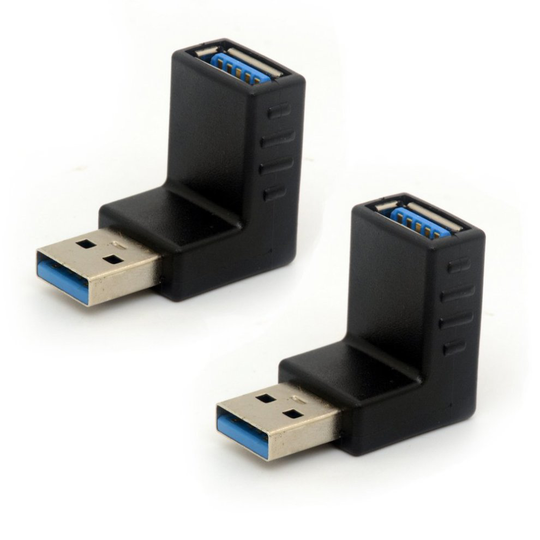 USB 3.0 Adapter 90 Degree Right Angled USB Connector Type A Male to Female Extender Plug 2Pcs (UP)