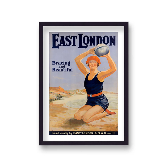 Vintage Travel Print East London South Africa Bracing And Beautiful