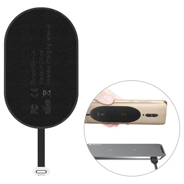 Baseus Microfiber Qi Wireless Charging Receiver - USB-C (Open Box - Excellent) - Black