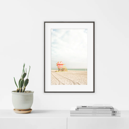MIAMI BEACH CABINE ROSE, Framed Graphic Art Print.