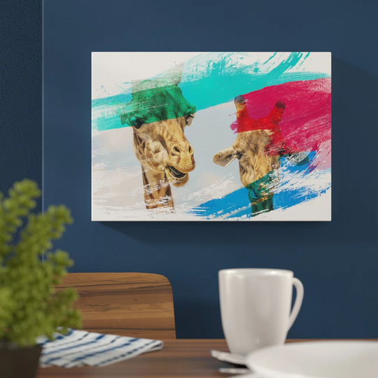 'Two Giraffes Chewing' Graphic Art Print Poster