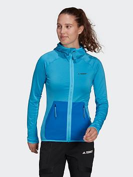 Adidas Terrex Tech Flooce Light Hooded Hiking Jacket - Blue