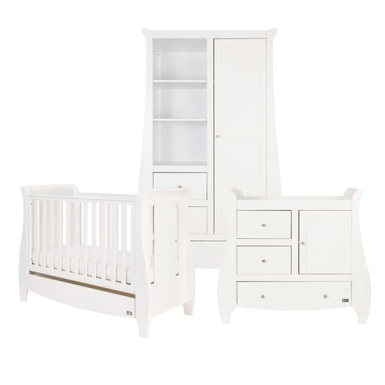 Tutti Bambini Lucas 3 Piece Cot Bed, Chest Changer and Wardrobe Room Set - White