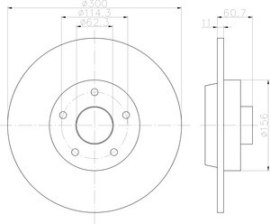Mintex MDC2513 Pair Solid rear Brake Disc