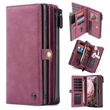 Caseme 2-in-1 Multifunctional Samsung Galaxy S21 Ultra 5G Wallet Case - Wine Red