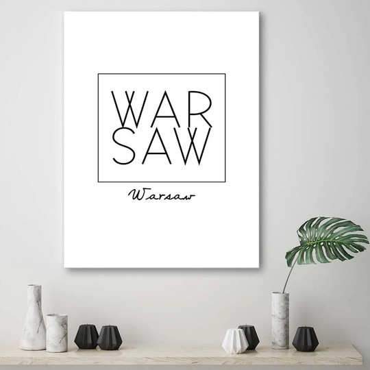 Canvas Print Warsaw Inscription Black And White