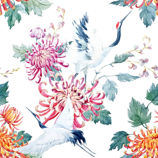 Walllpaper Roll 416X254cm Kitchen Livingroom Bedroom Mural Decoration Wallpaper Material With Print - Floral Crane Delicate
