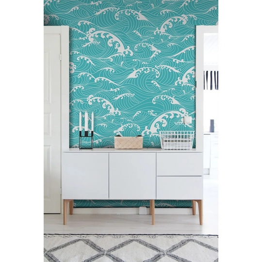 Walllpaper Roll 208X146cm Wallpaper Material With Print Mural Decoration Kitchen Livingroom Bedroom - Ocean Waves Asian