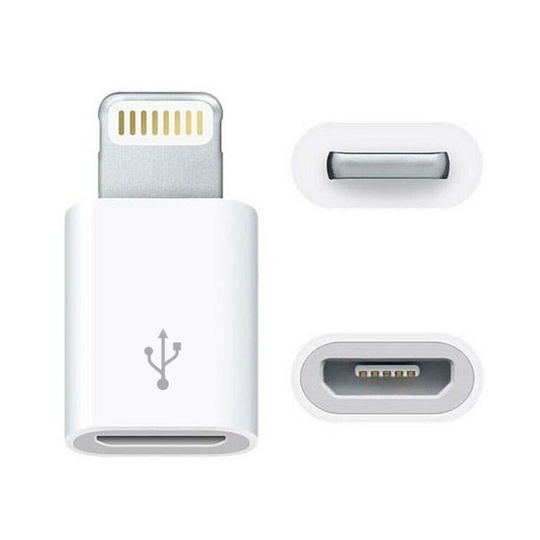 (White) Micro USB to Lightning Adapter Converter for iPhone Mobile Phone iPod iPad