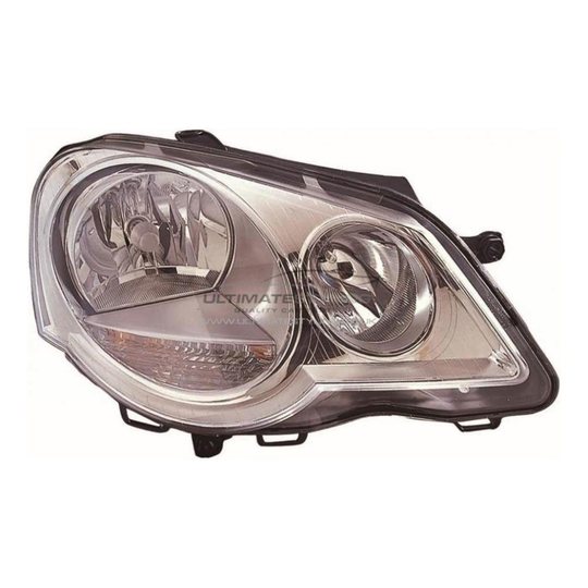 VW Polo Mk4 9N3 Hatchback 6/2005-3/2010 Chrome Headlight Lamp Drivers Side O/S