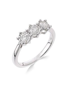 Love DIAMOND 9ct white gold 50 point diamond trilogy ring, One Colour, Size I, Women
