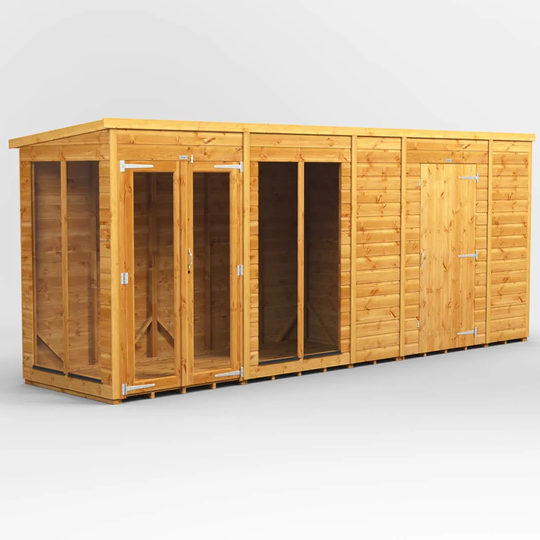 16X4 Power Pent Summerhouse Combi Including 6Ft Side Store