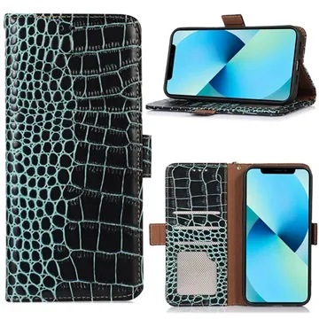Crocodile Series Nokia C21 Plus Wallet Leather Case with RFID - Green