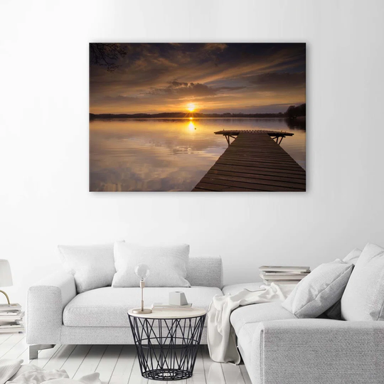 Canvas Print Bridge To The Lake Sunset