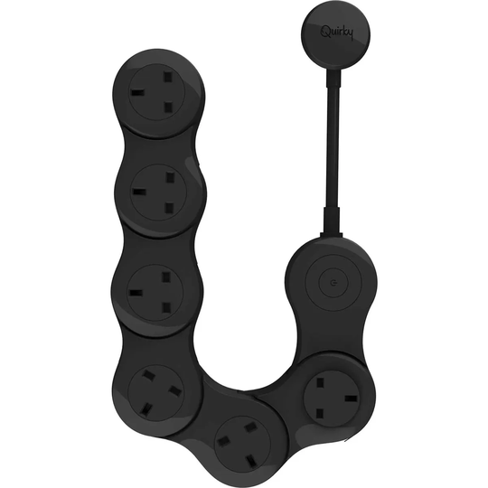 Quirky Pivot Power UK 6 Plug Flexible Extension Lead - Black