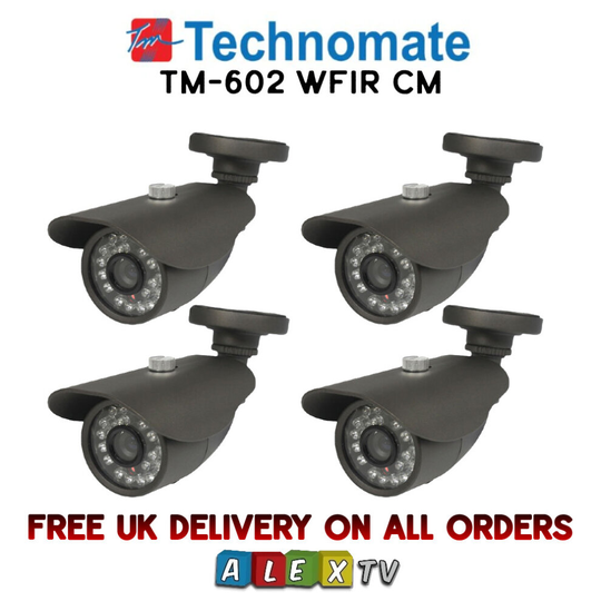 4 x Technomate Weatherproof CCTV Security TVline Camera TM-602 WFIR CM