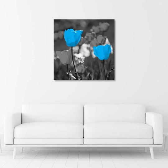 Canvas Print Tulip Flowers Nature Blue