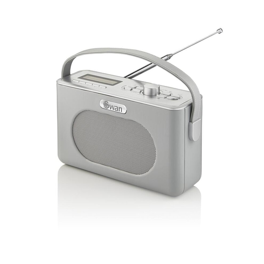 Swan Retro DAB Bluetooth Radio Portable 3W Stereo Audio LCD Display Alarm Clock - Grey