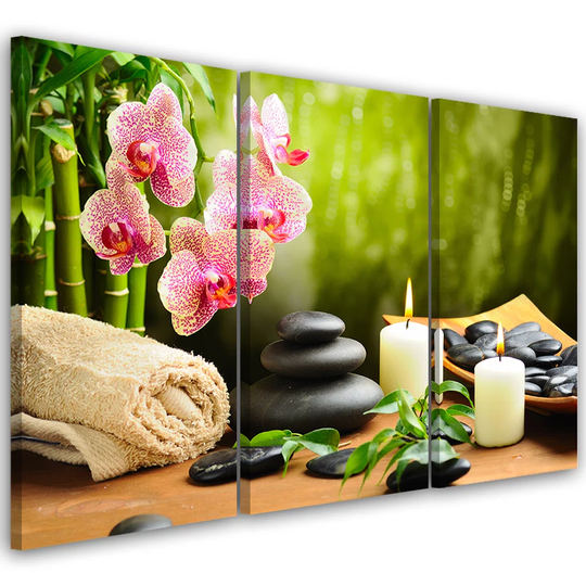 Canvas Print Zen Bamboo Stones Flowers